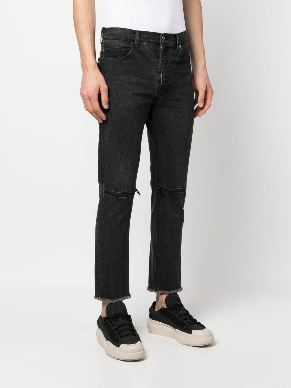 zip-detail frayed jeans - 5