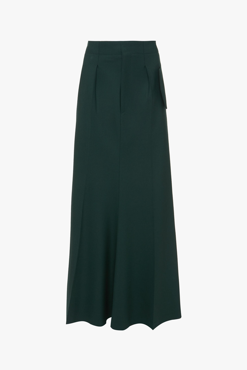 Long Asymmetric Tailored Skirt In Seaweed - 1
