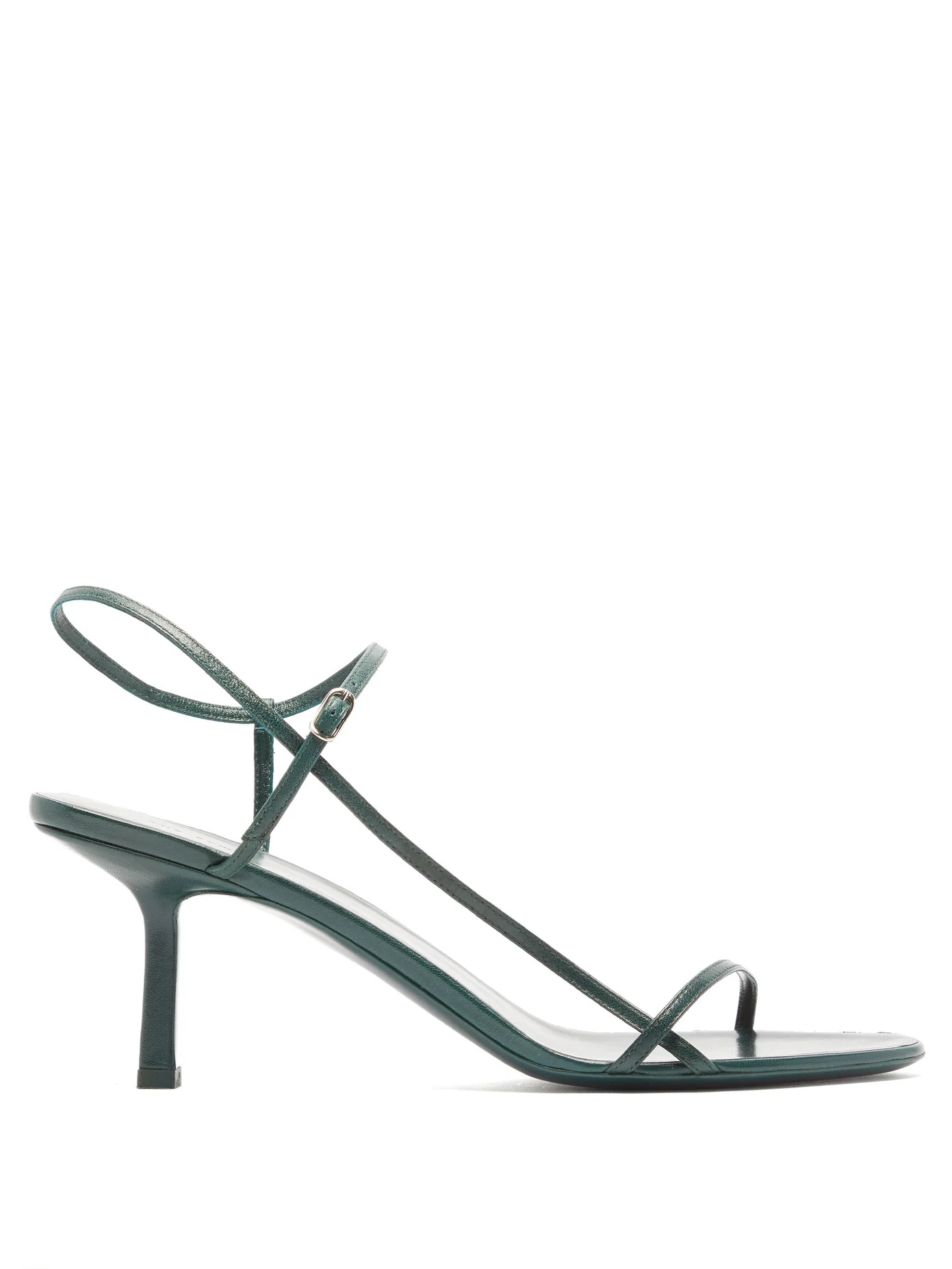 Bare mid-heel leather sandals - 1