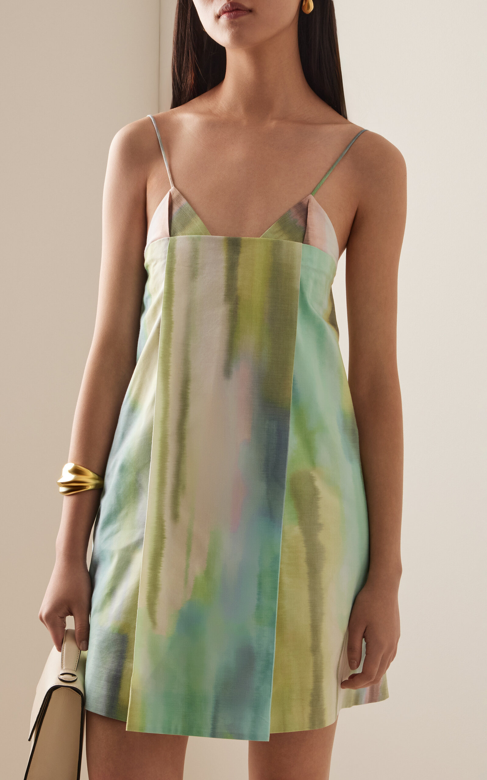 Astrid Printed Cotton-Blend Mini Dress green - 3