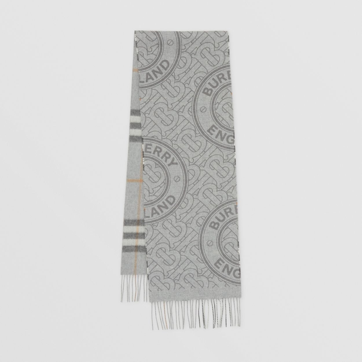 Reversible Check and Monogram Cashmere Scarf - 1