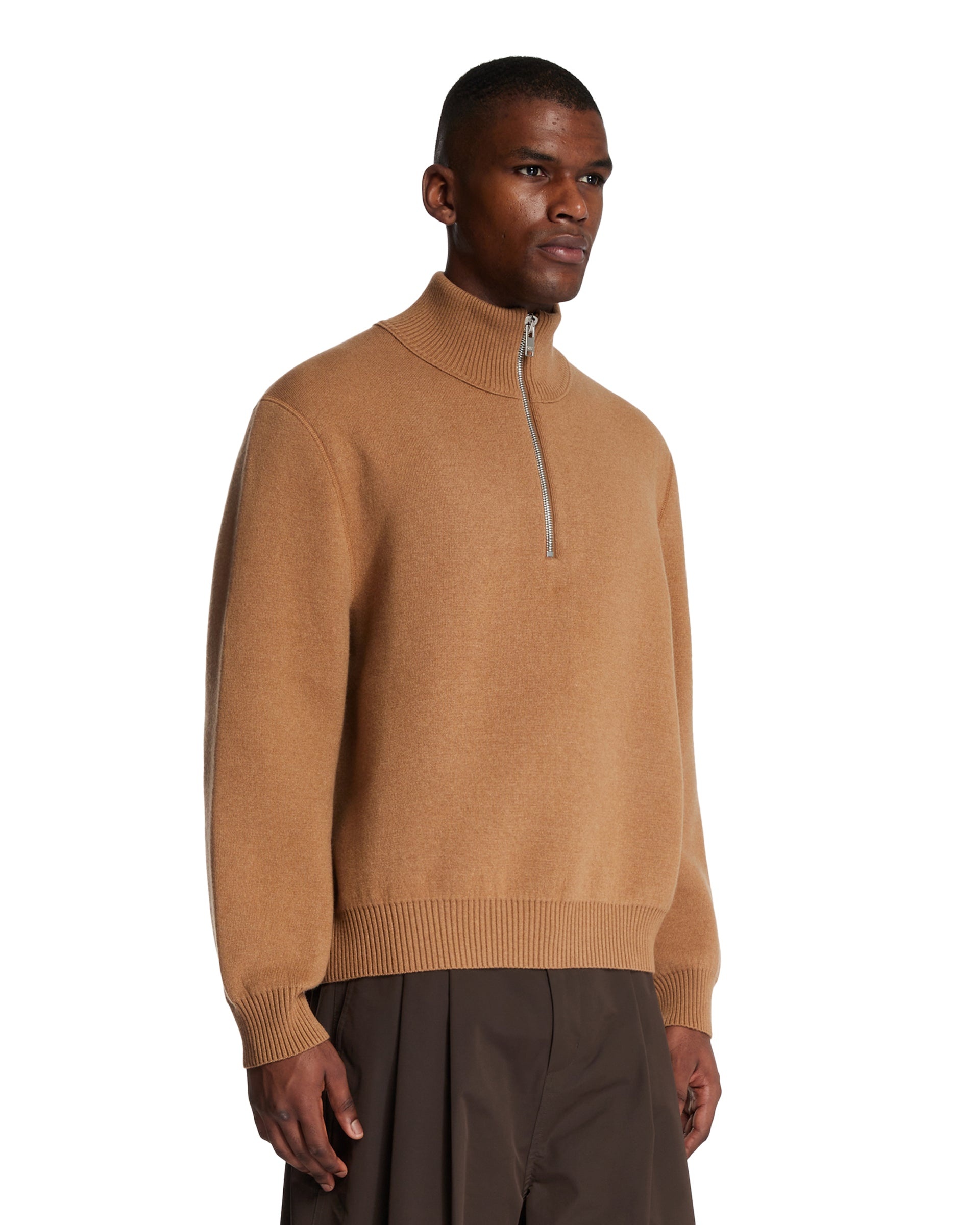 Brown Zip Cashmere Sweater - 4