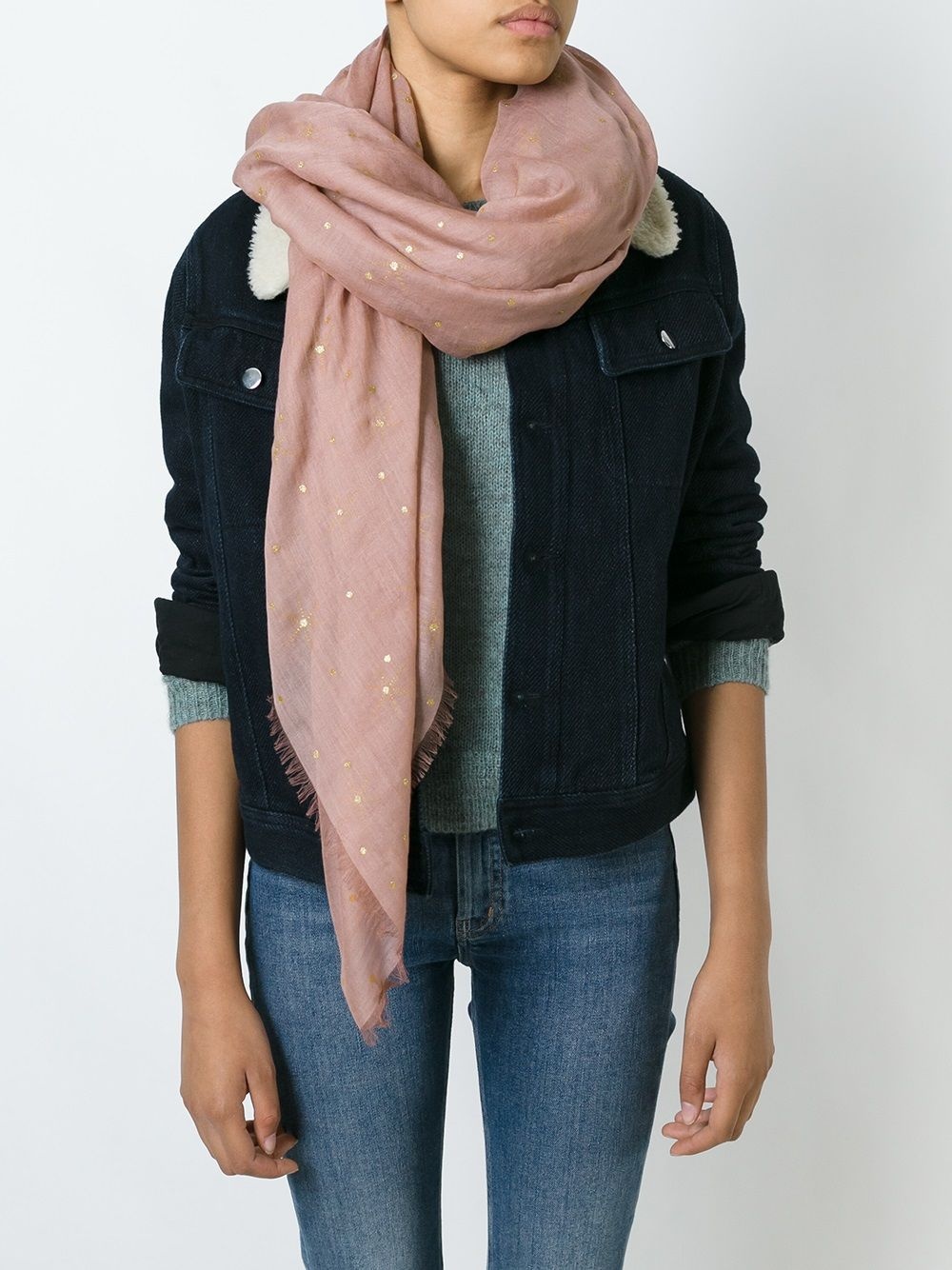 embroidered polka dot scarf - 2