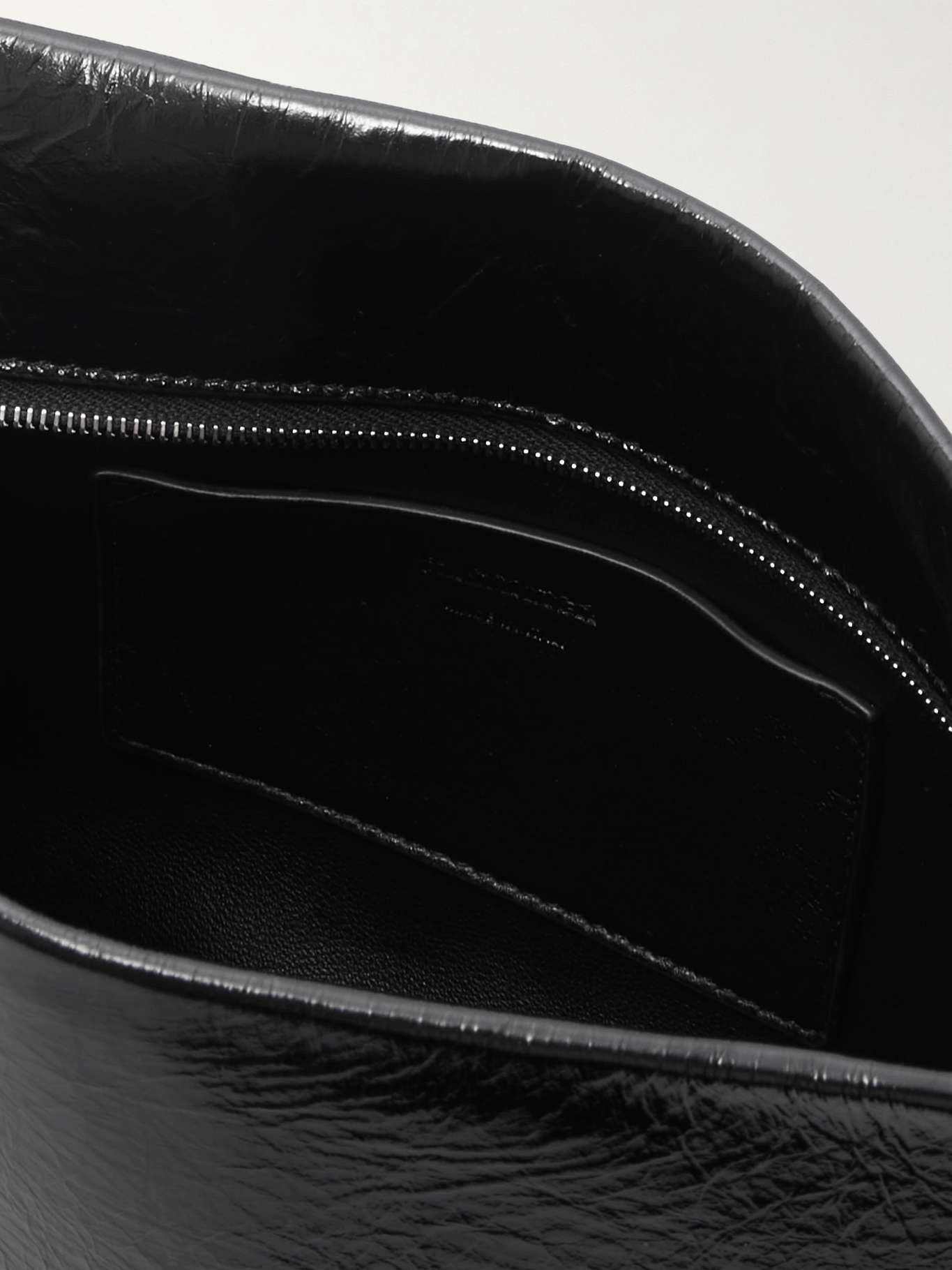 Embellished cracked-leather shoulder bag Black - 5