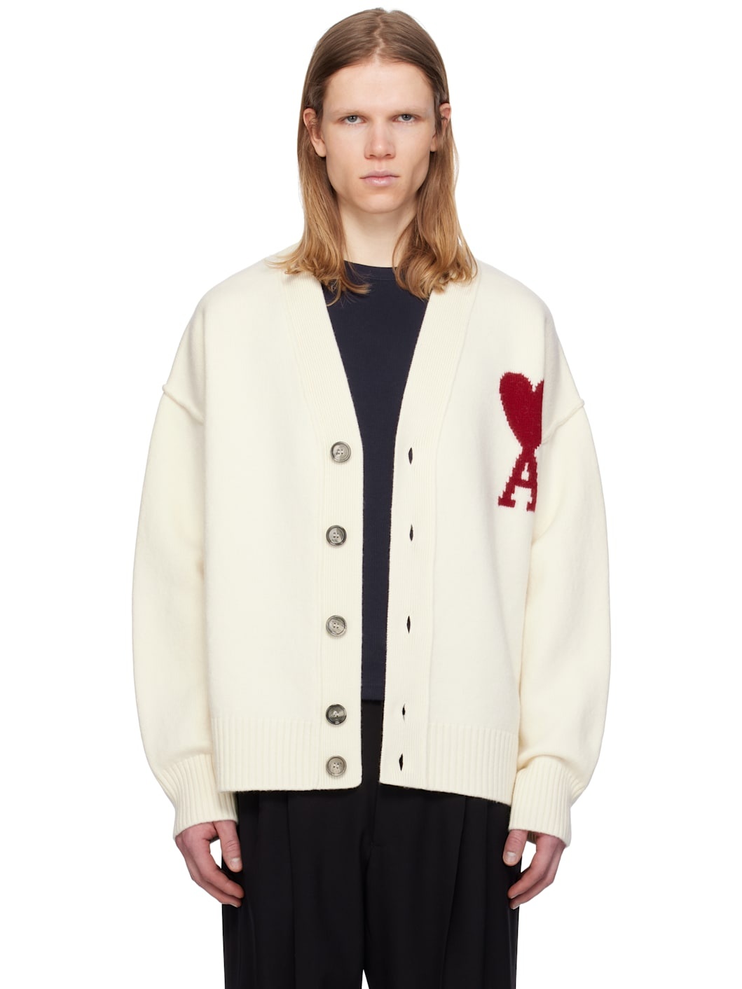 Off-White Wool Ami de Coeur Cardigan - 1