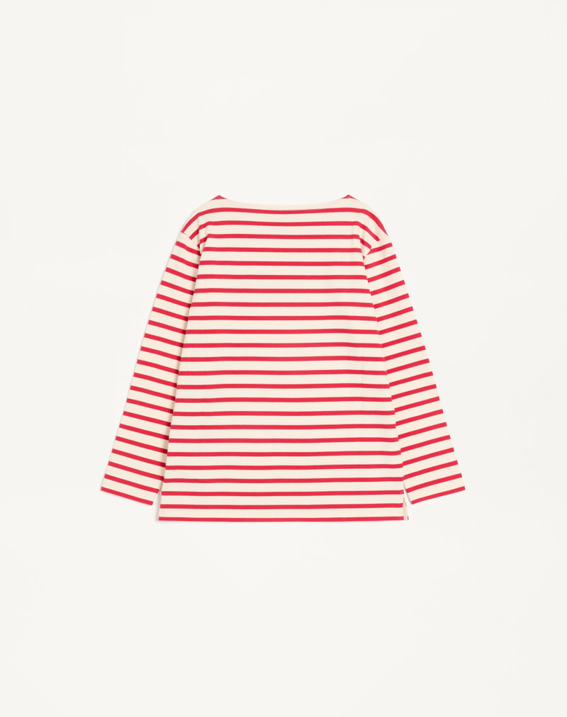 Valentino LONG-SLEEVED COTTON T-SHIRT WITH CHEZ VALENTINO PRINT outlook