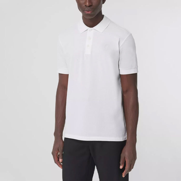 Men's Burberry SS21 Pattern Cotton Short Sleeve Polo Shirt White 80431231 - 2