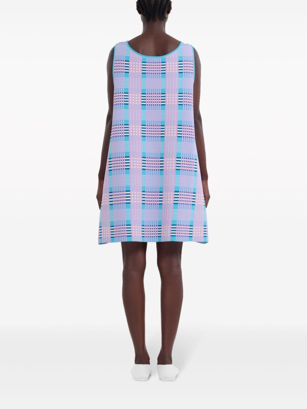 check-print shift dress - 4