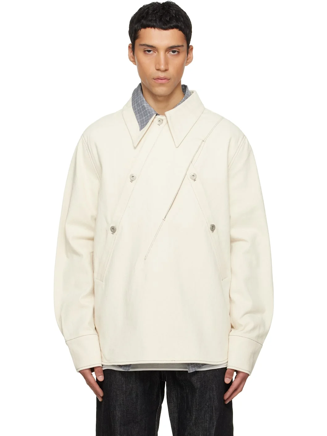 Beige Overall Selvedge Denim Shirt - 1