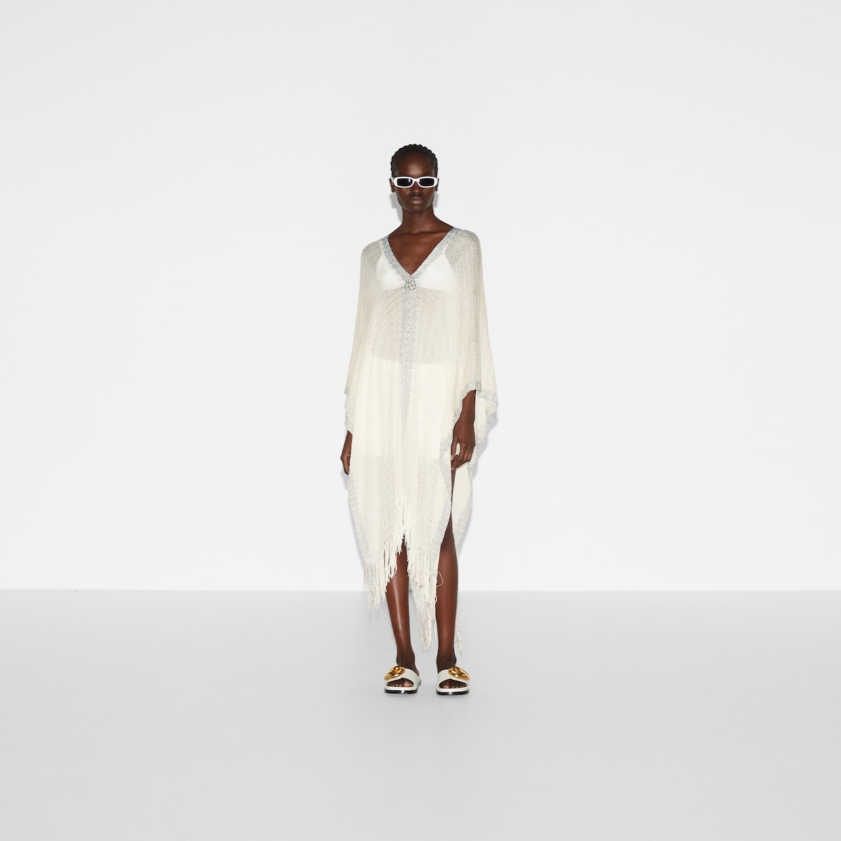 Lamé and viscose dress with Double G - 2