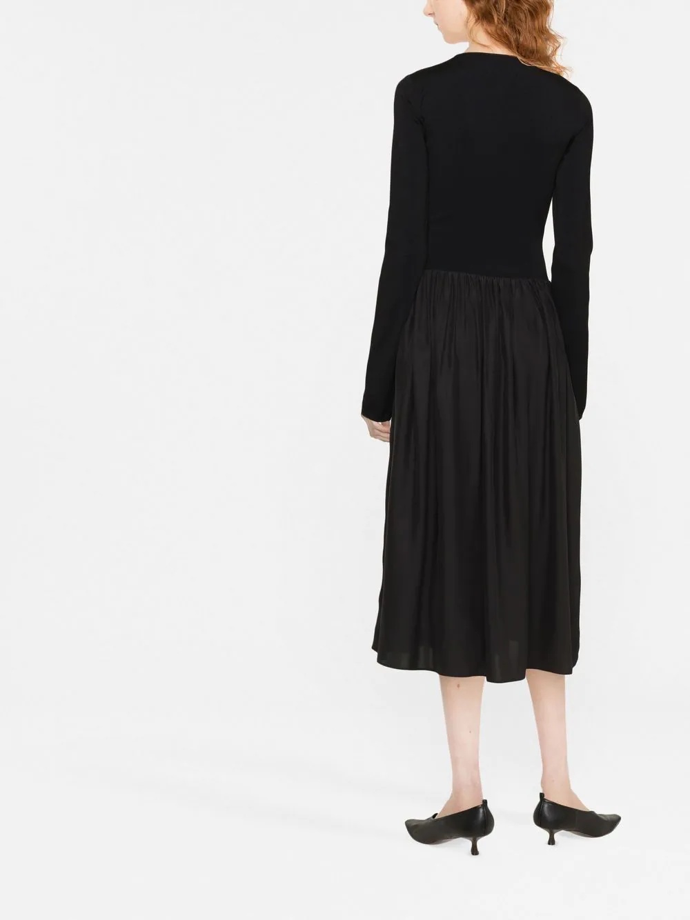 panelled long-sleeved midi dress - 3