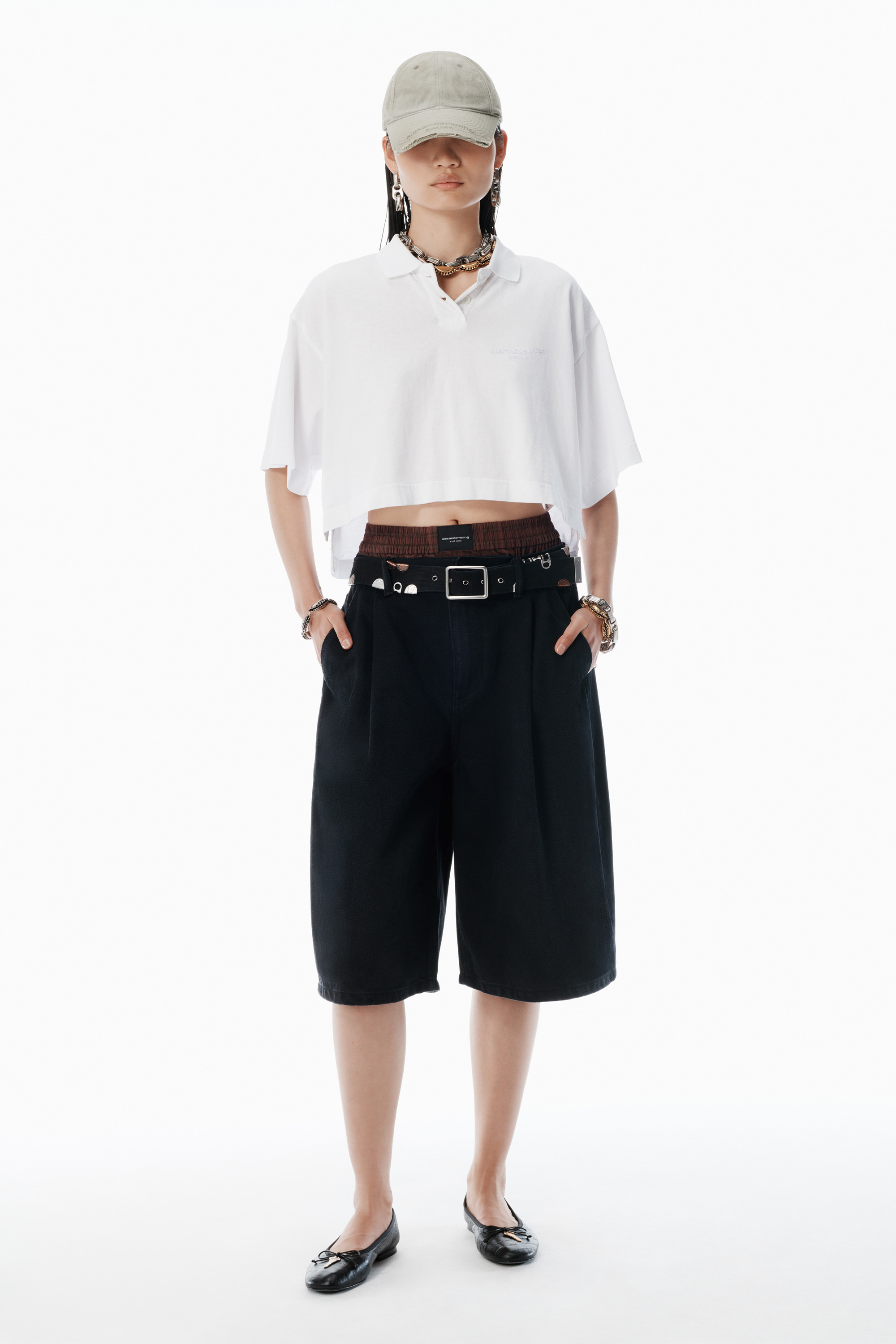 White Logo Cropped Jersey Tee - 5