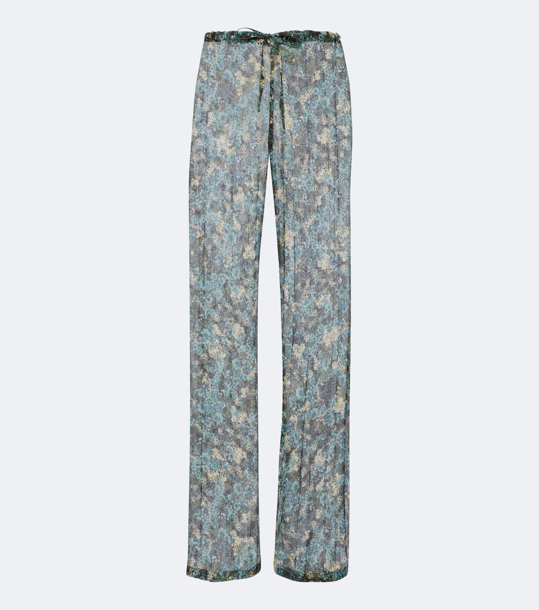 Semi-sheer floral wide-leg pants - 1