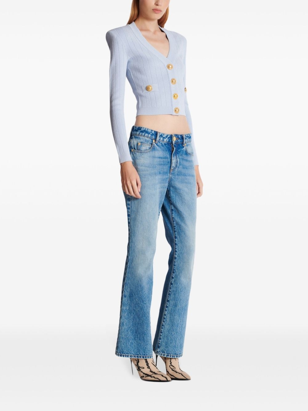 engraved-button cardigan - 3