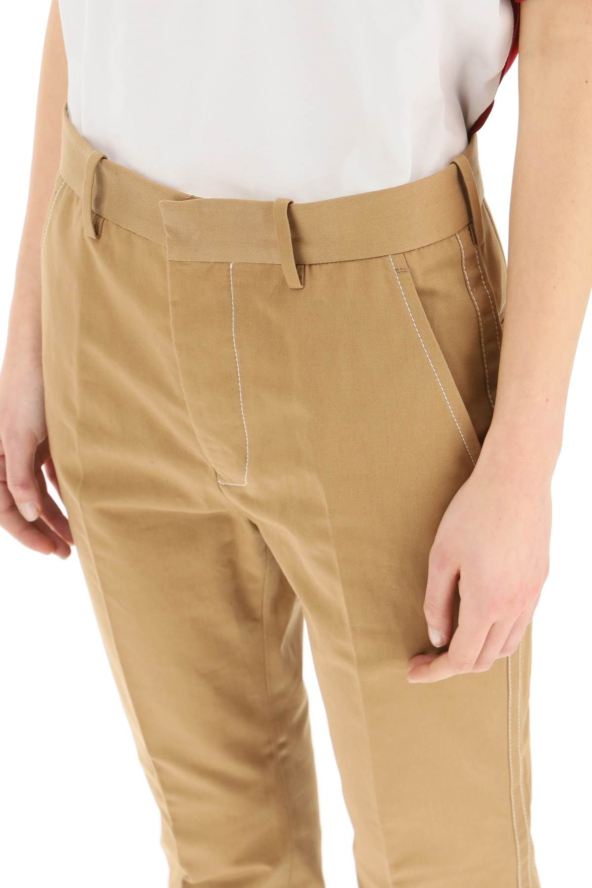 COTTON AND LINEN DRILL TROUSERS - 5