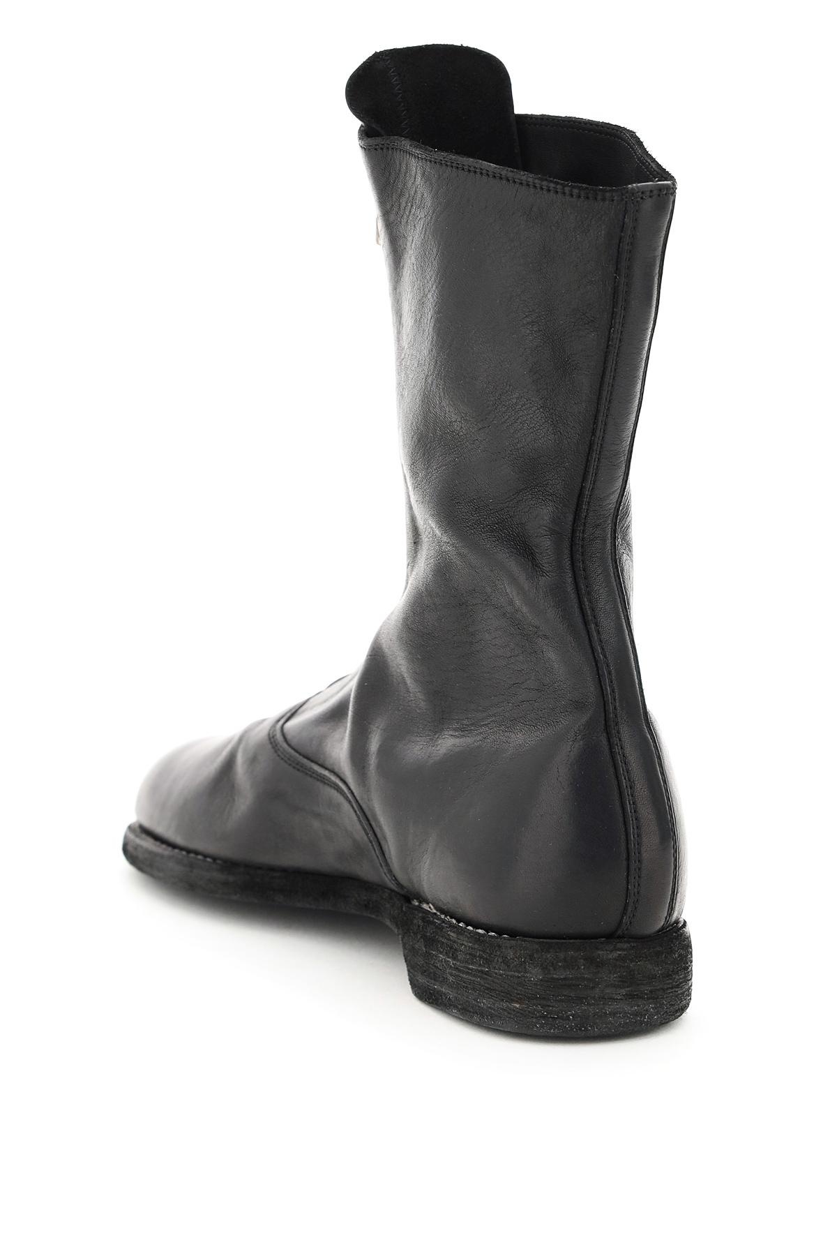 Front zip leather ankle boots - 2