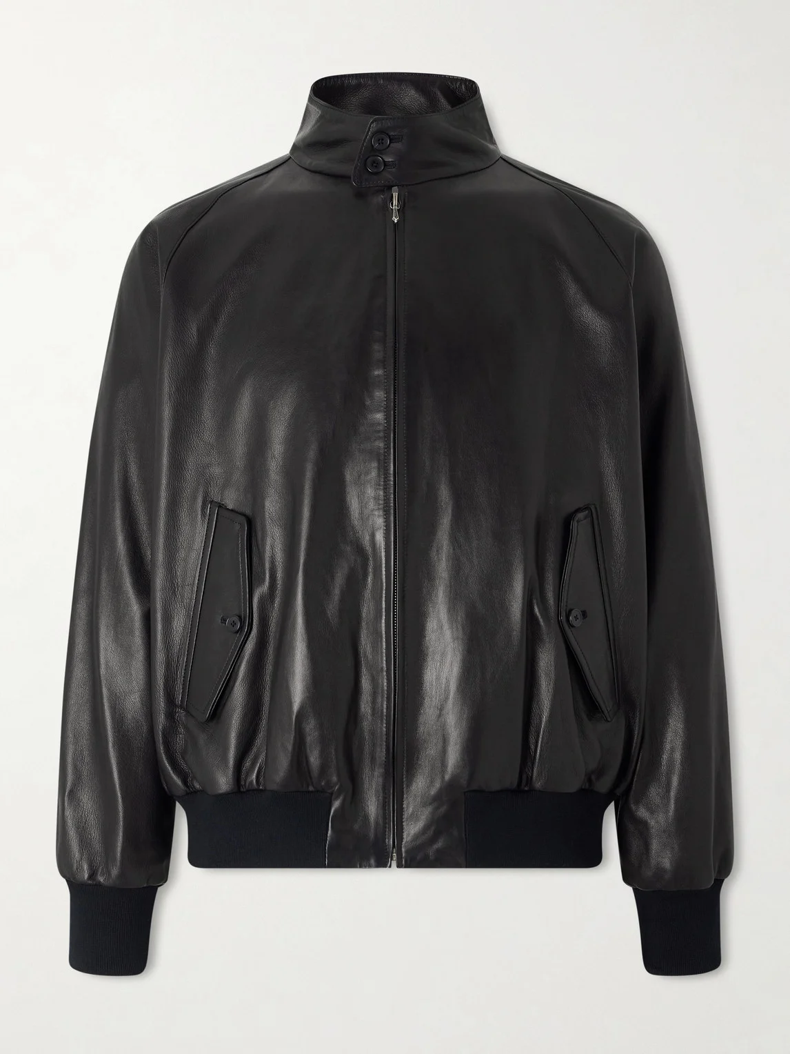 Padded Leather Harrington Jacket - 1
