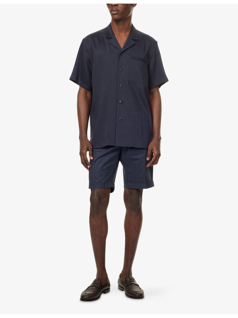 CORNELIANI Short-Sleeve Wool And Linen-Blend Shirt outlook
