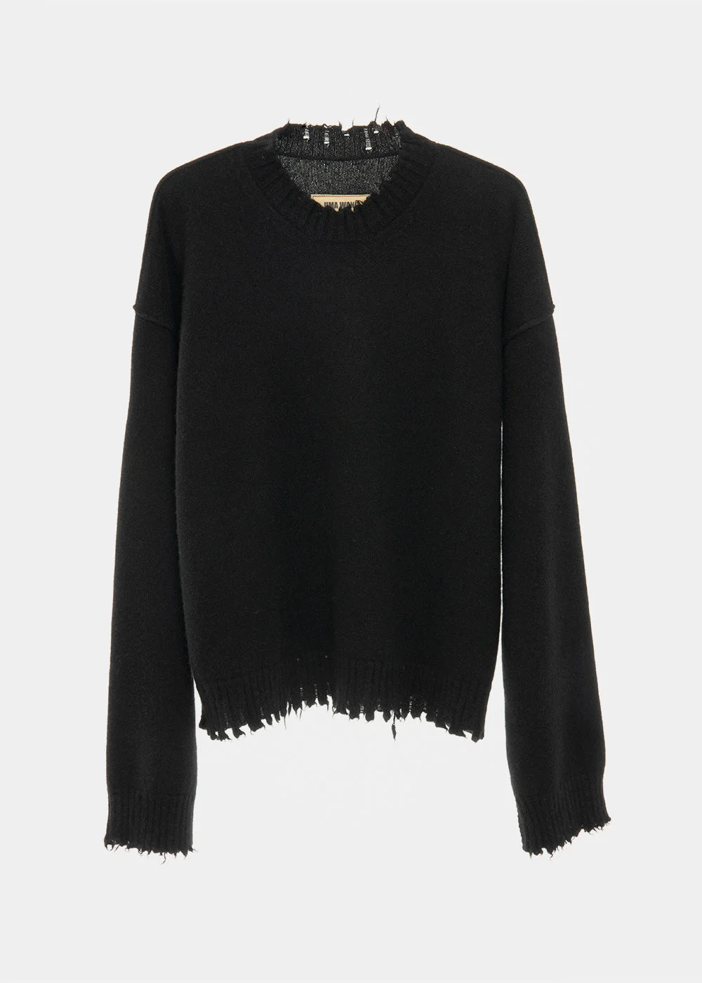 Black Long Sleeve Cashmere Sweater - 1