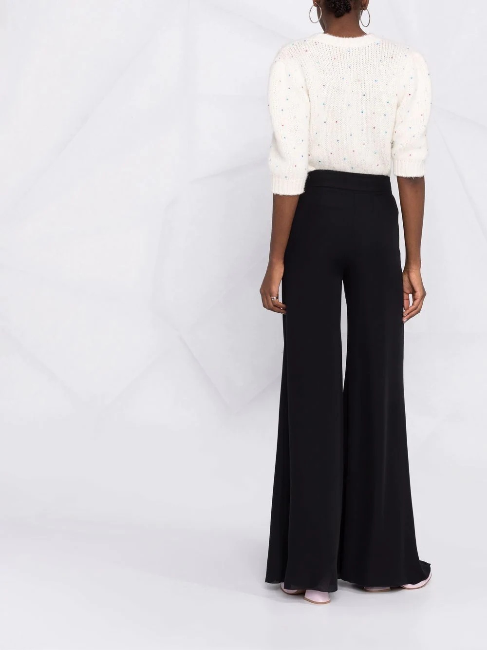 high-waisted flared trousers - 6
