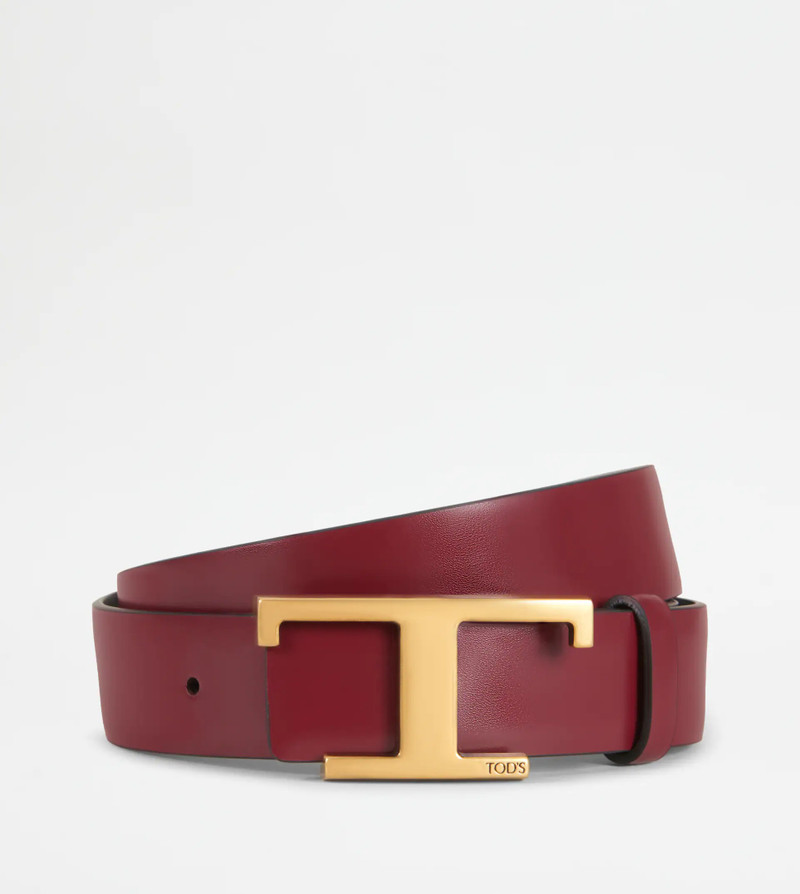 REVERSIBLE BELT IN LEATHER - BURGUNDY 1