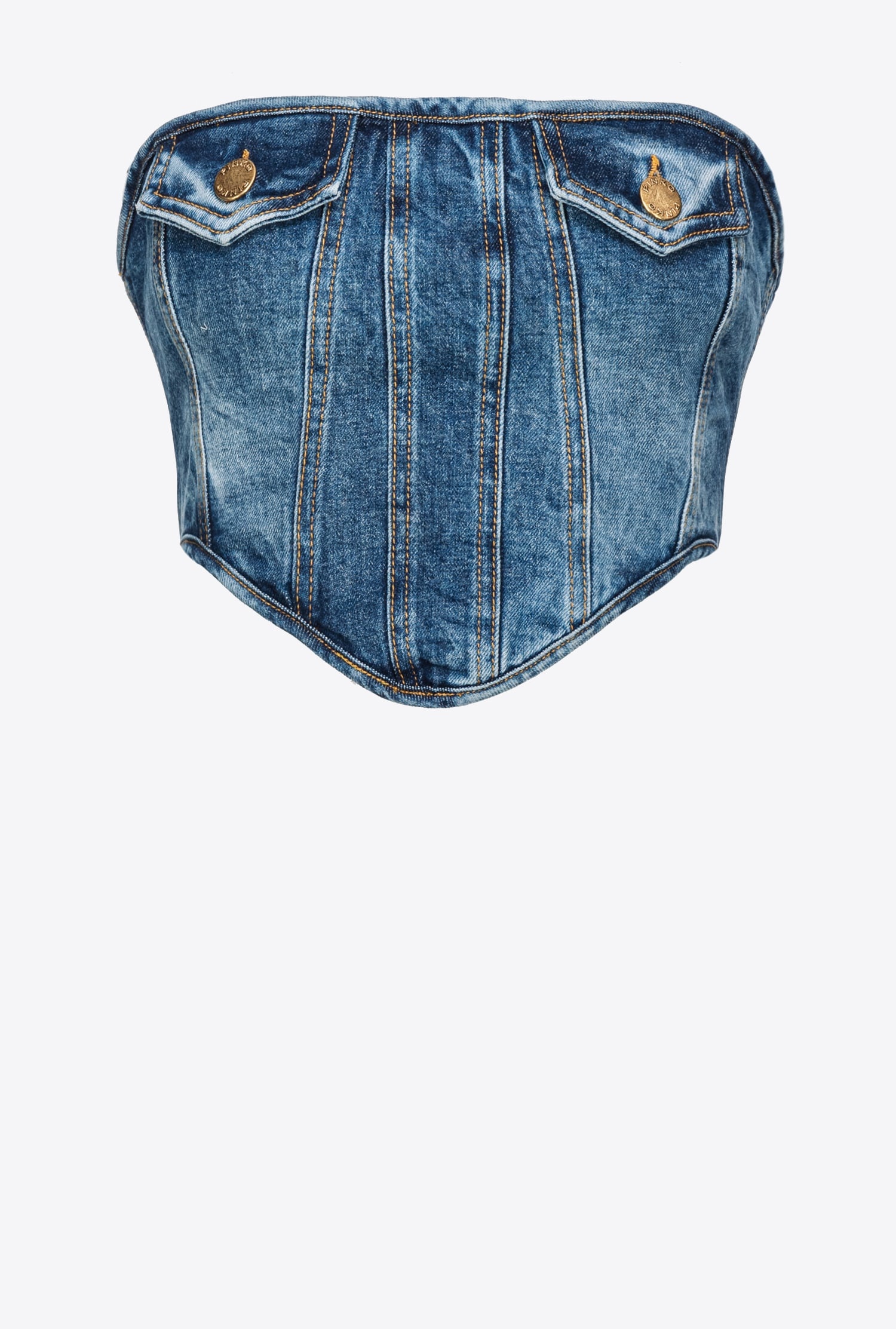 STRETCH DENIM BUSTIER TOP - 1