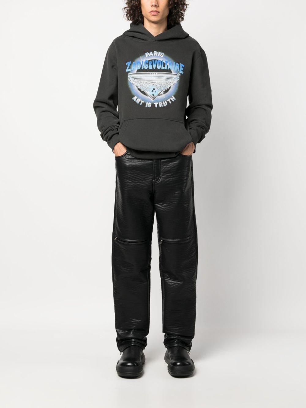 logo-print organic cotton-blend hoodie - 2