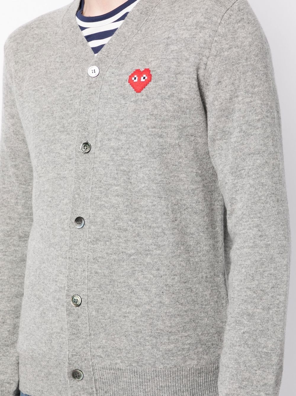 logo-patch wool cardigan - 5