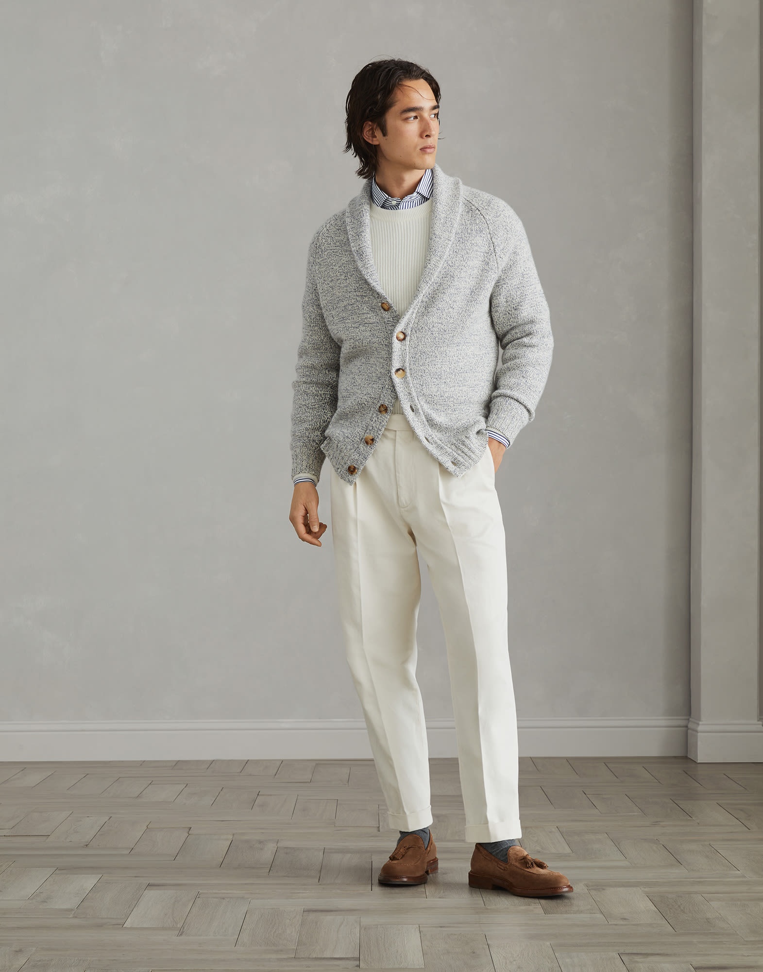 Striped poplin slim fit shirt with spread collar - 5