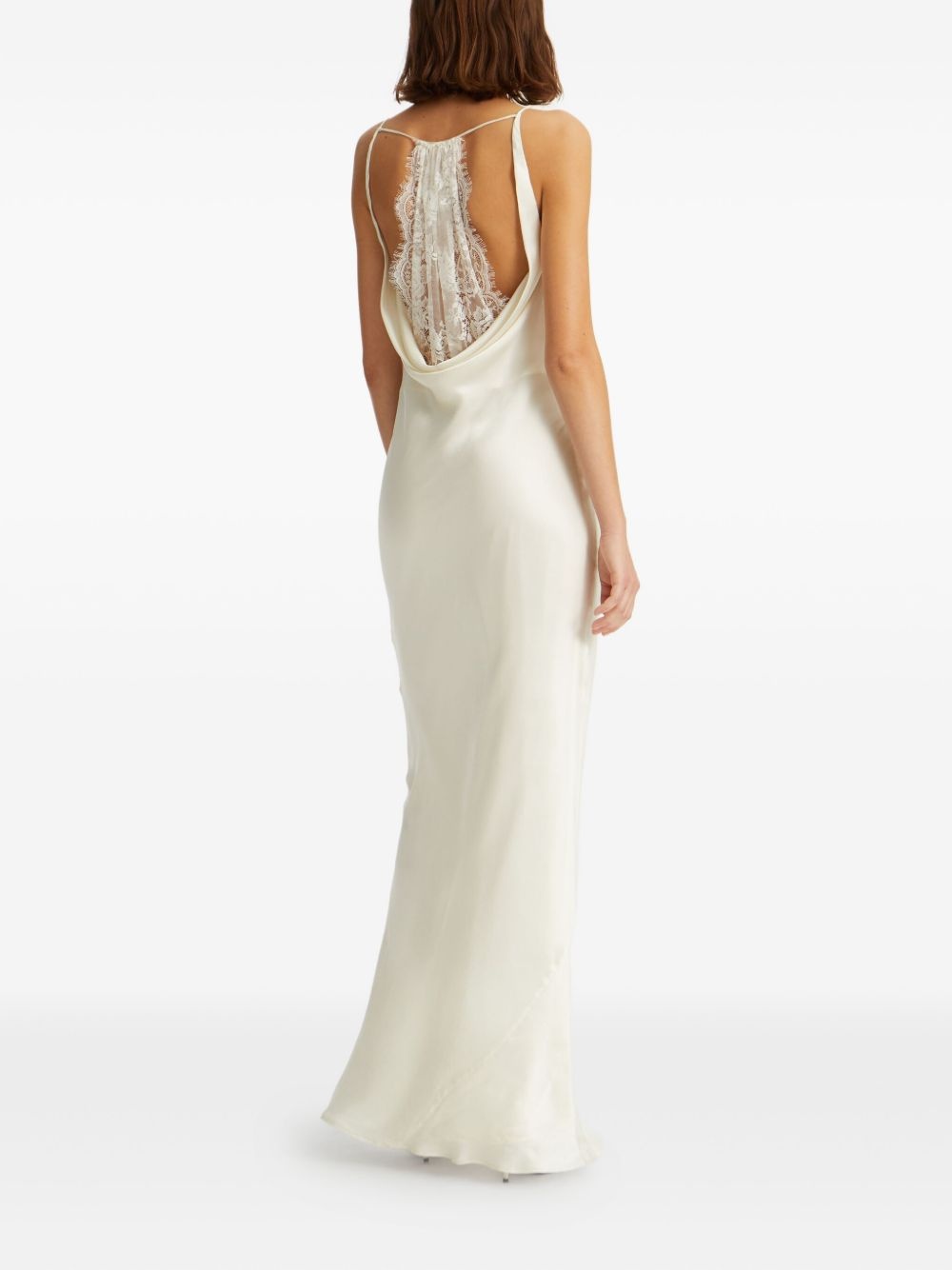 cowl-neck lace-back gown - 3