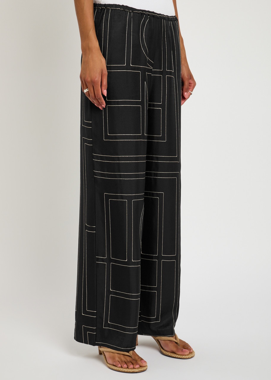 Toteme Logo-embroidered Silk-satin Trousers - 2
