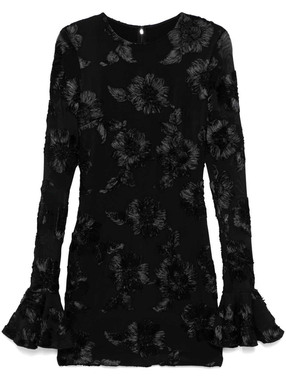 floral-embroidered mesh mini dress - 1
