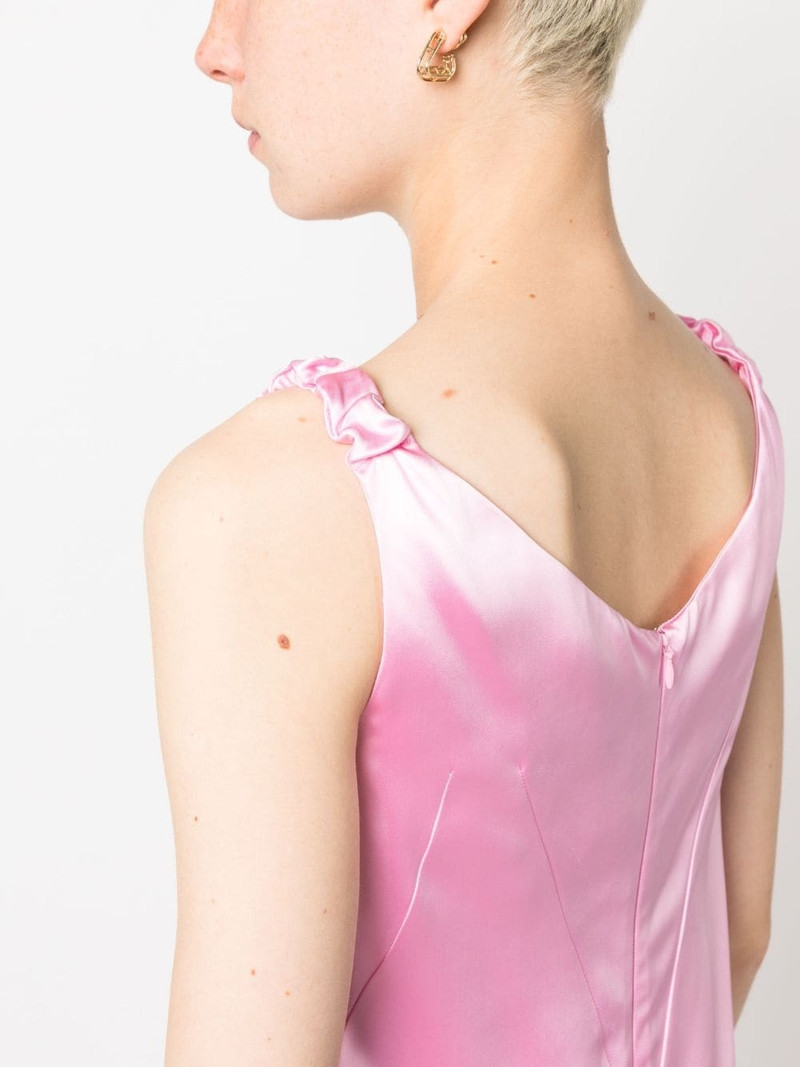ruched-straps V-neck satin dress 5