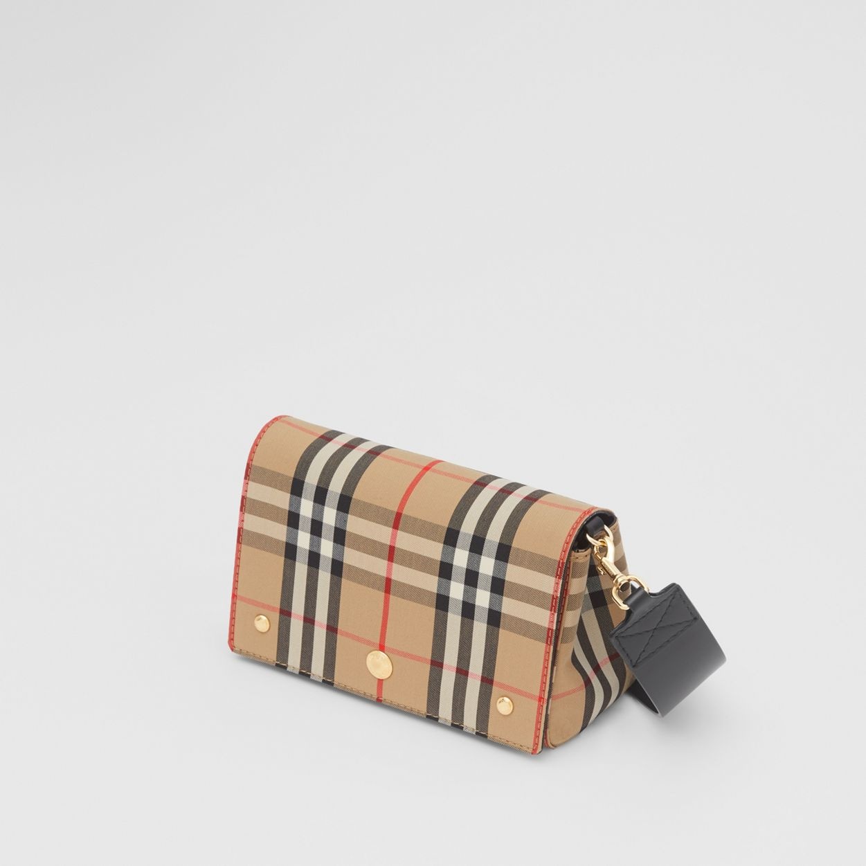 Small Vintage Check and Leather Crossbody Bag - 4