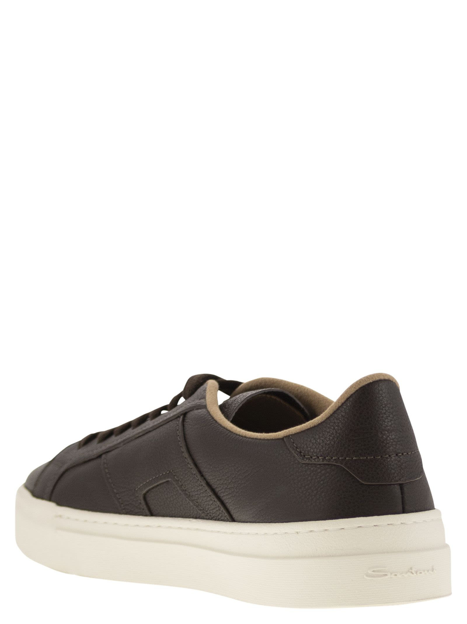 Santoni Men Tumbled Leather Double Buckle Trainer - 3