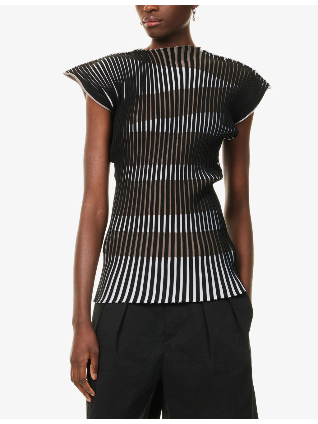 Stripe Plating Knitted Top - 3