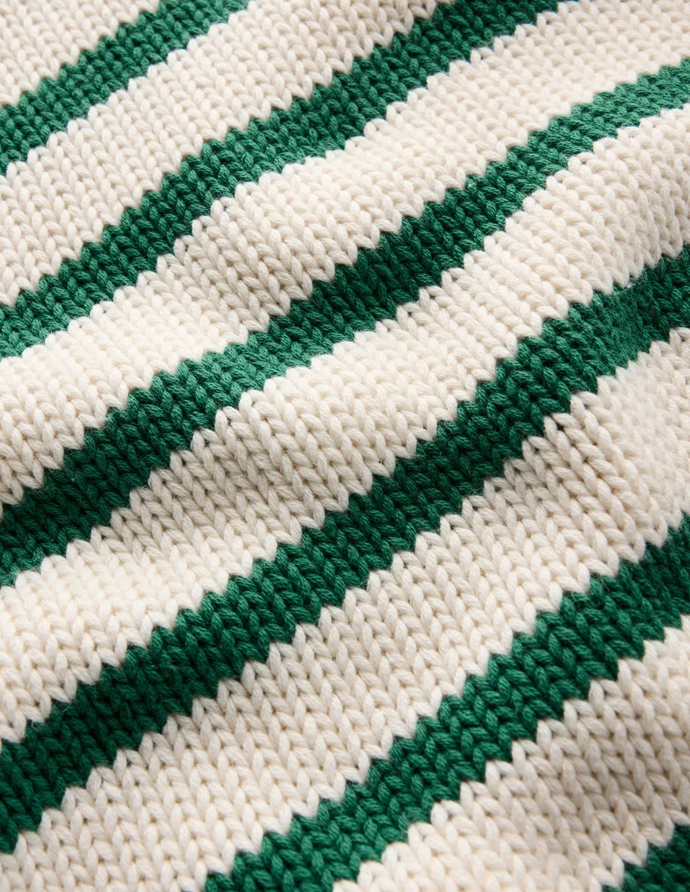 Lucy Chunky Cotton Sweater-Ivory and Jewel Green Stripe - 1