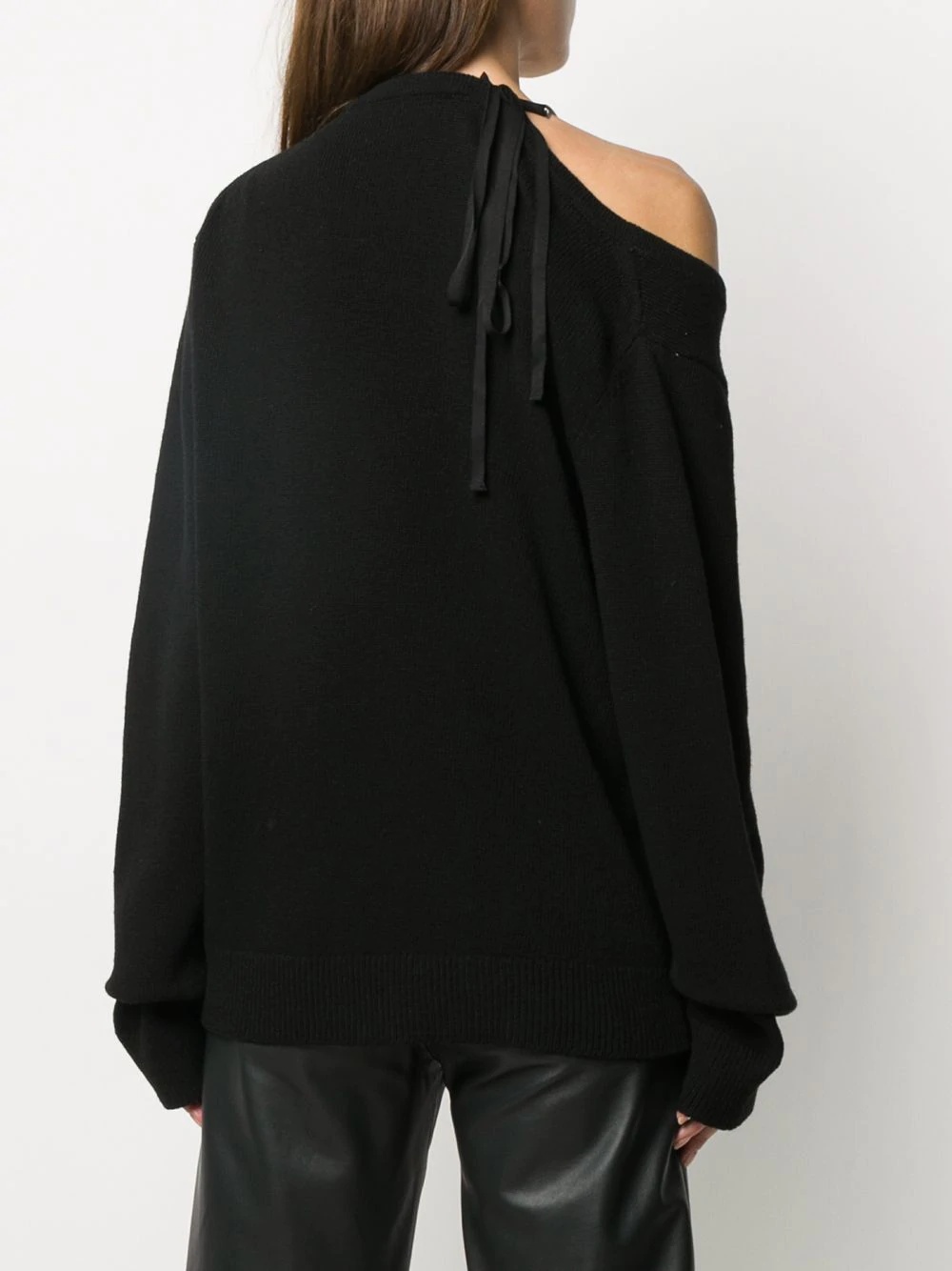 asymmetric one shoulder wool jumper - 4