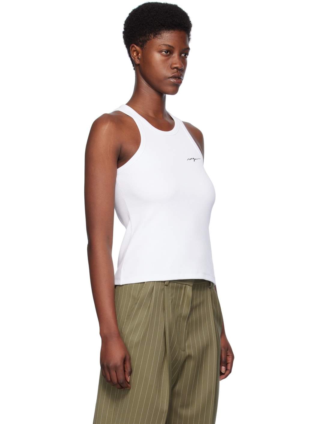 White Embroidered Tank Top - 2