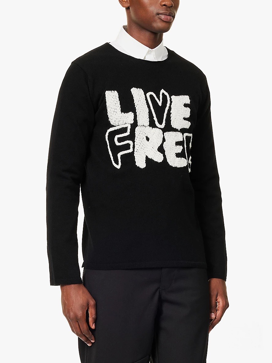 Live Free embroidered knitted wool jumper - 3