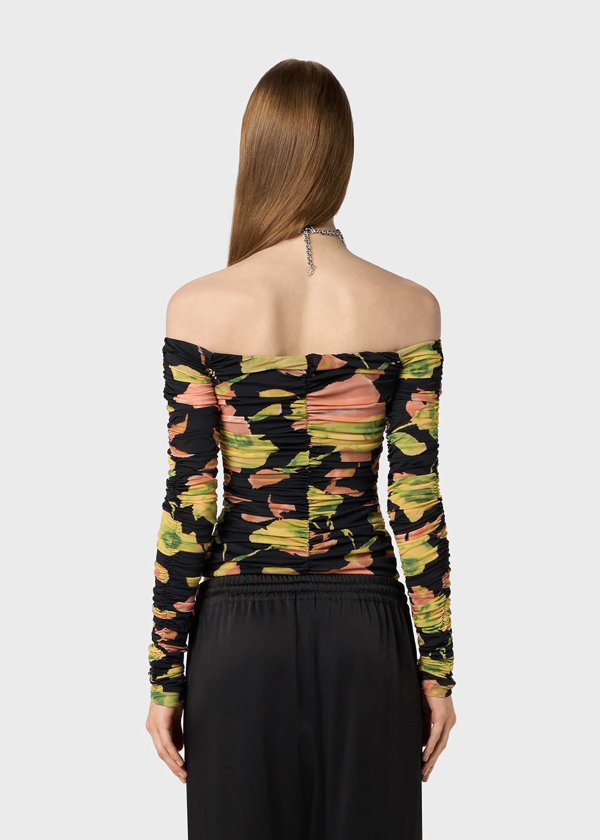 PRINTED JERSEY BLOUSE WITH DRAPING - 4