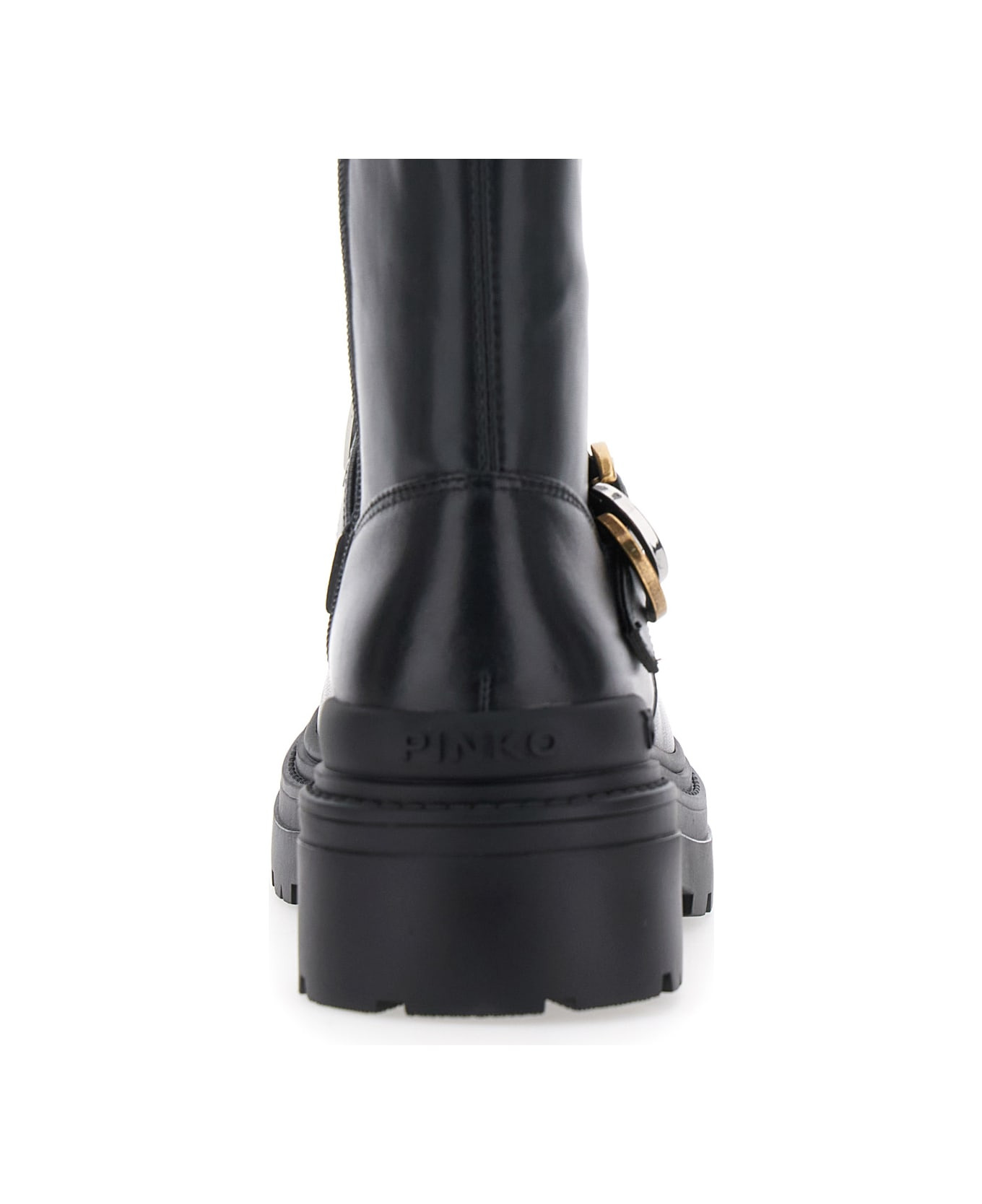 Black Boots With Applied Buckles In Leather Woman - 5
