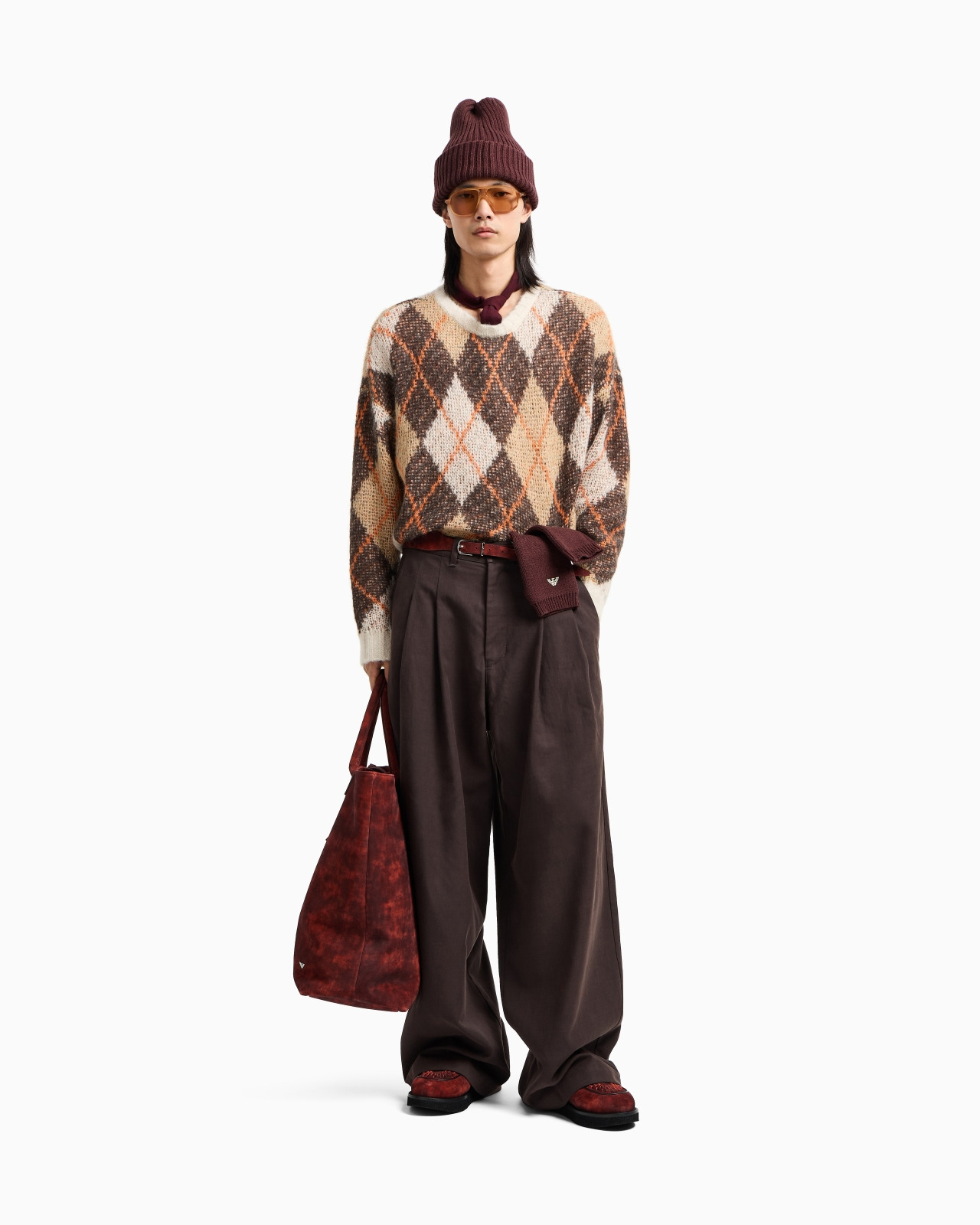 NEW YORK CAPSULE COLLECTION OVERSIZED JUMPER IN A JACQUARD WOOL BLEND WITH AN ARGYLE MOTIF - 2