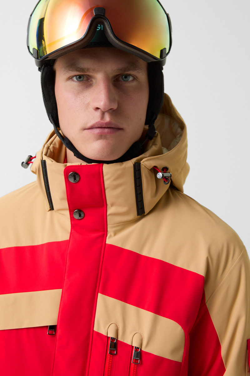 Danjo down ski jacket in Red/beige 5