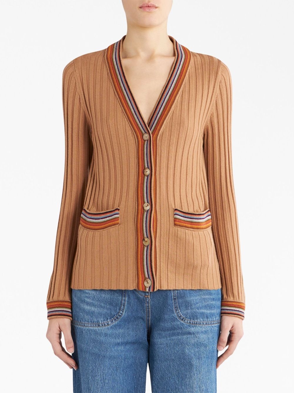 ribbed-knit V-neck cardigan - 2