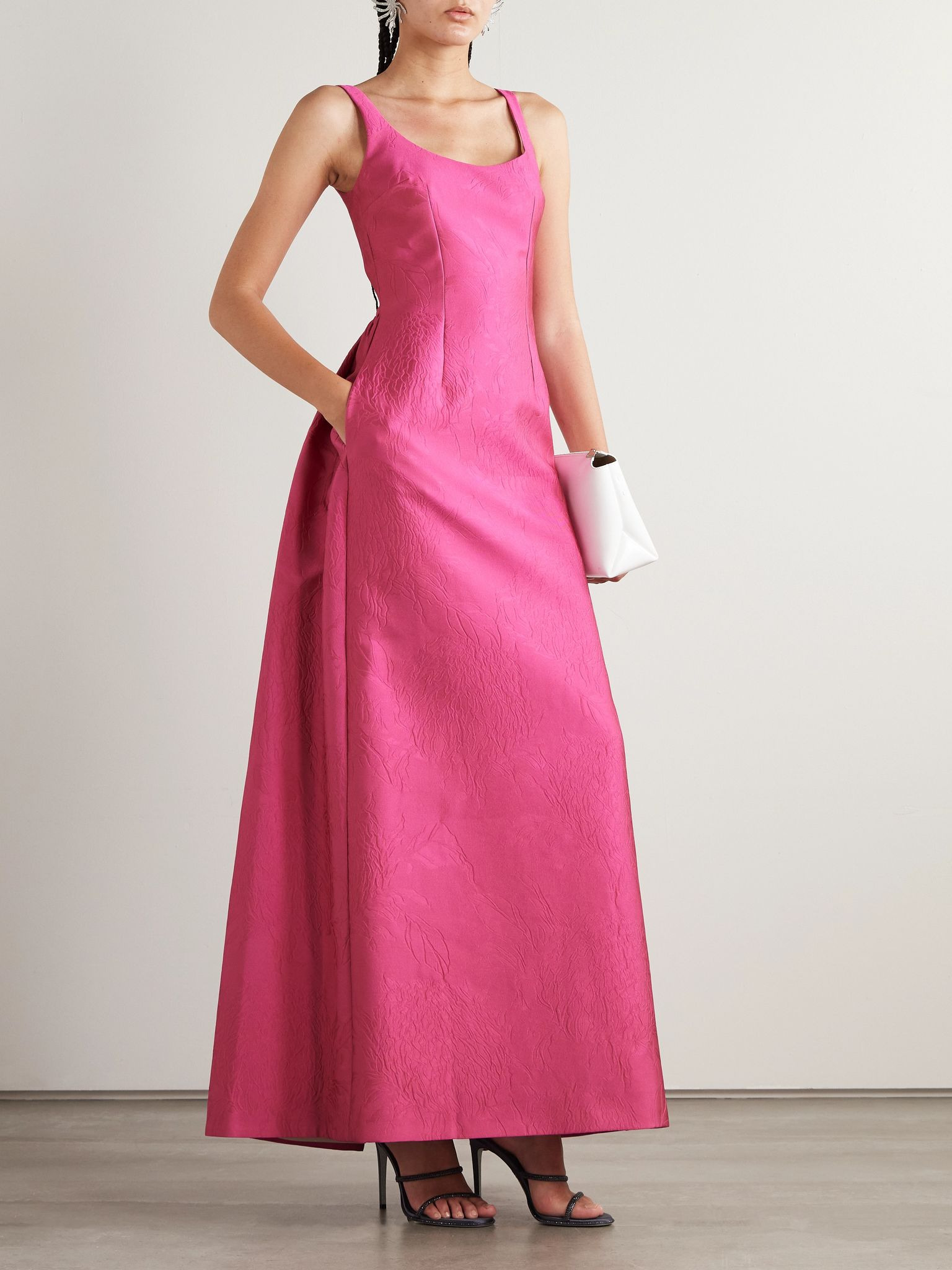 Ninette pleated cloqué gown Bright pink - 2
