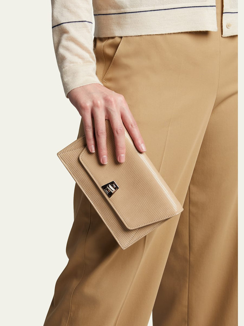 AKRIS Anouk Lizard-Print Clutch Bag w/ Chain outlook