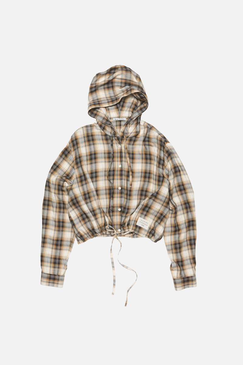 Hooded overshirt - Beige/black 5