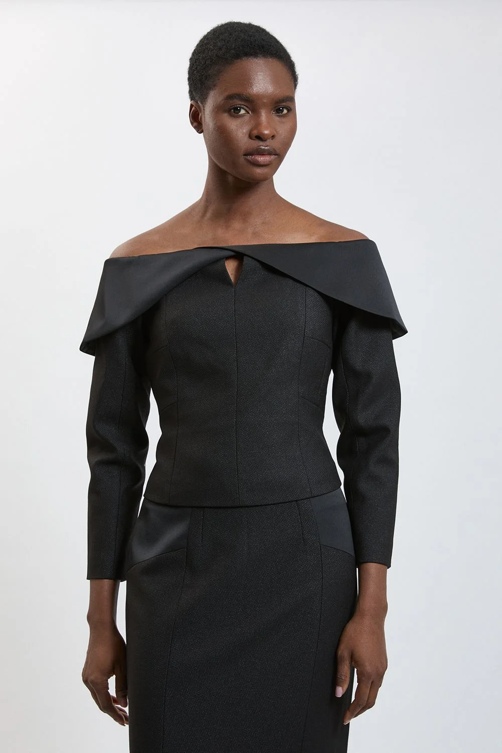 Asymmetric Bardot Tailored Jacket - 1