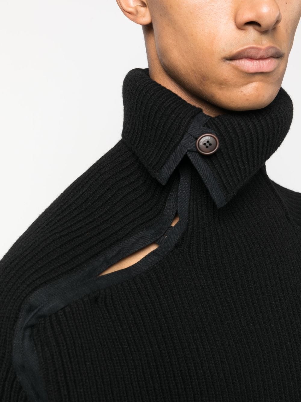 asymmetric ribbed-knit jumper - 5
